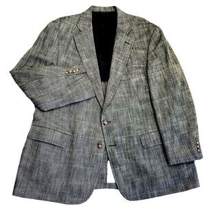 Palm Beach Vtg Sport Coat Herringbone Windowpane Gray Black 46 48 Prep Academia